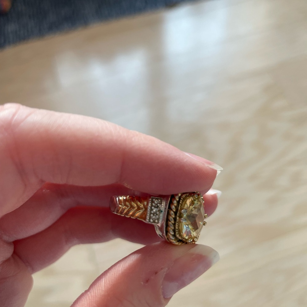 Lia Sophia Gold and Silver Ring with Yellow Gem - Picture 6 of 8